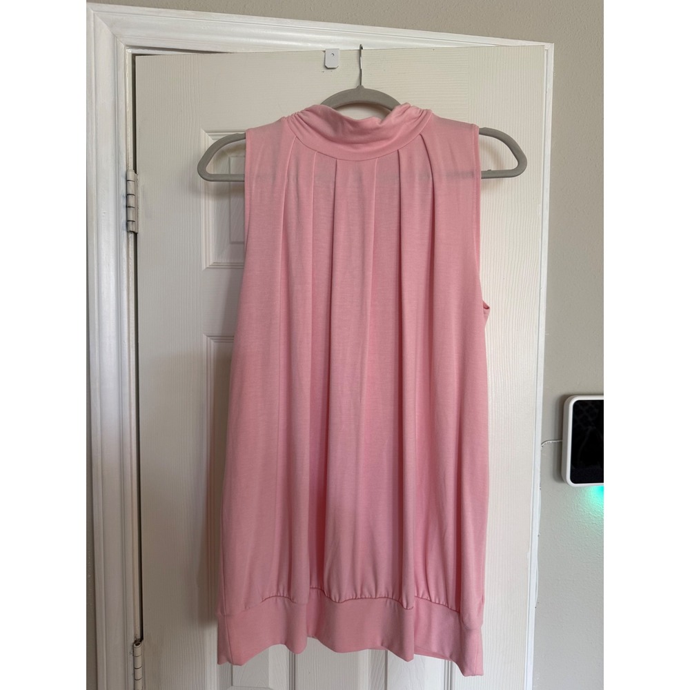 Zenana‎ Pink Mock Neck Pleated Sleeveless Banded Hem Top XL